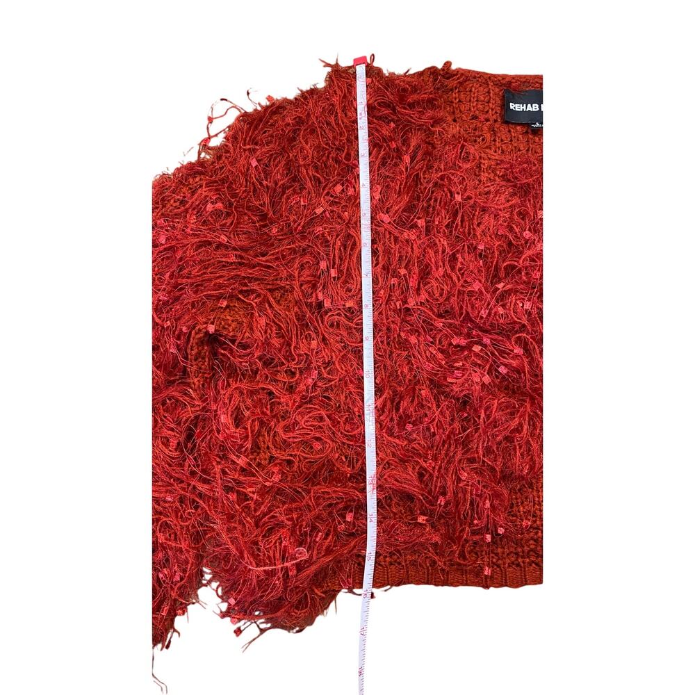 REHAB LAB Red Shaggy Eyelash Knit Long Bell Sleeve Sweater Size L - Picture 10 of 14